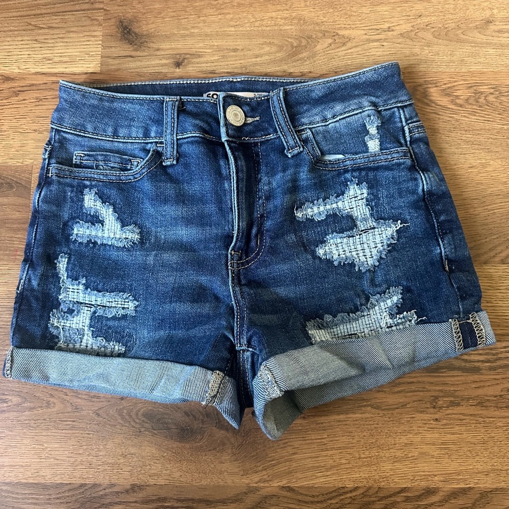 Dark Blue Distressed Denim Women's Shorts